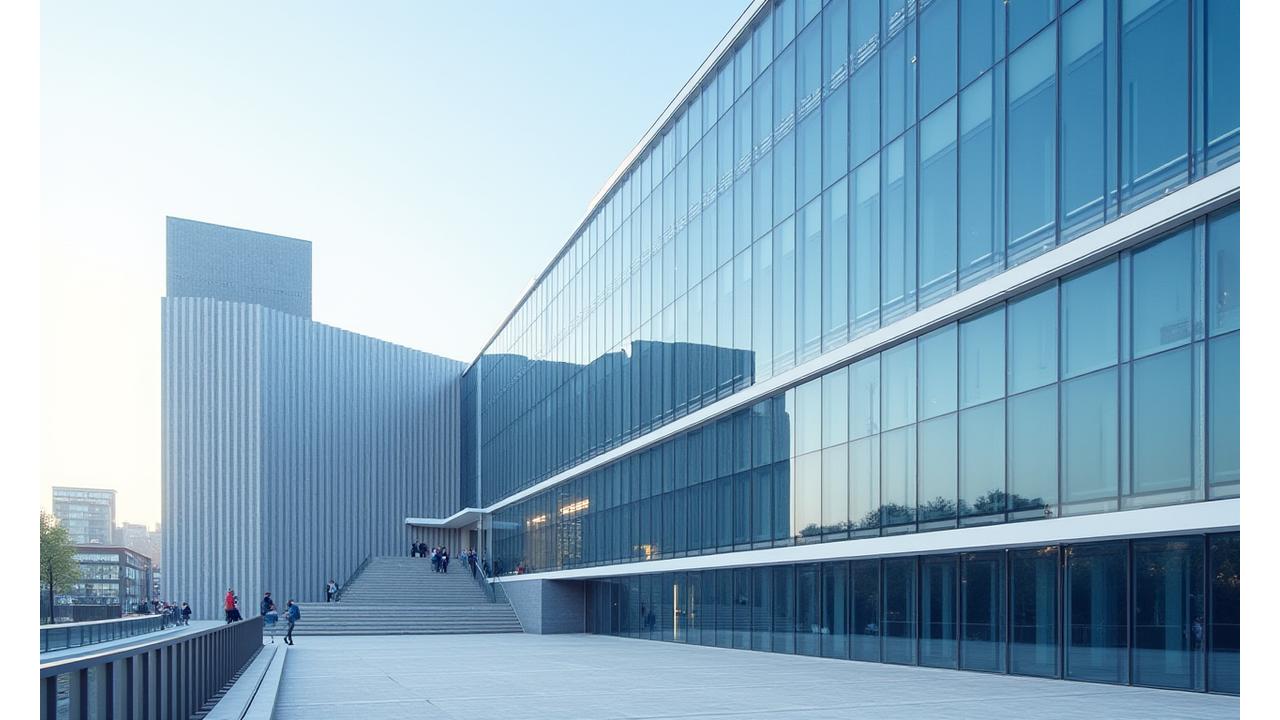 Moderne architectuur in een Nederlandse stad, symboliseert technologische vooruitgang en innovatie.
